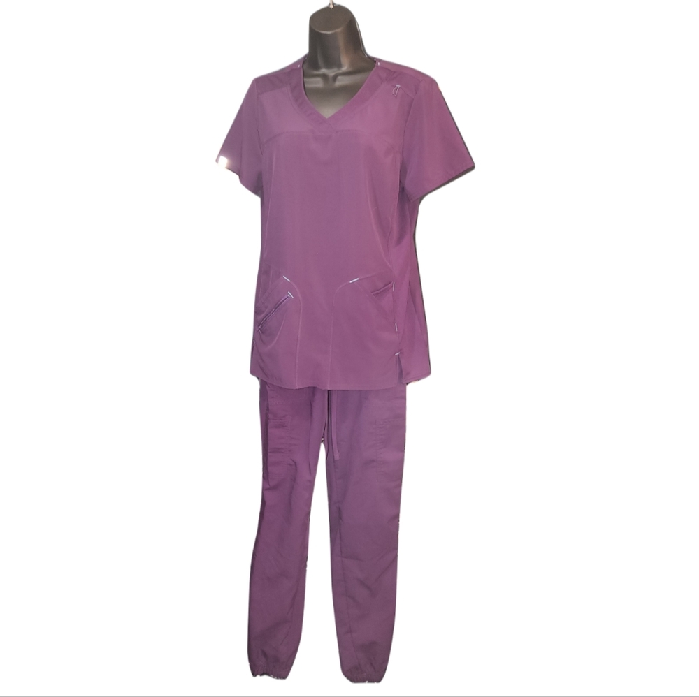 Scrub star performance purple jogger style scrub set